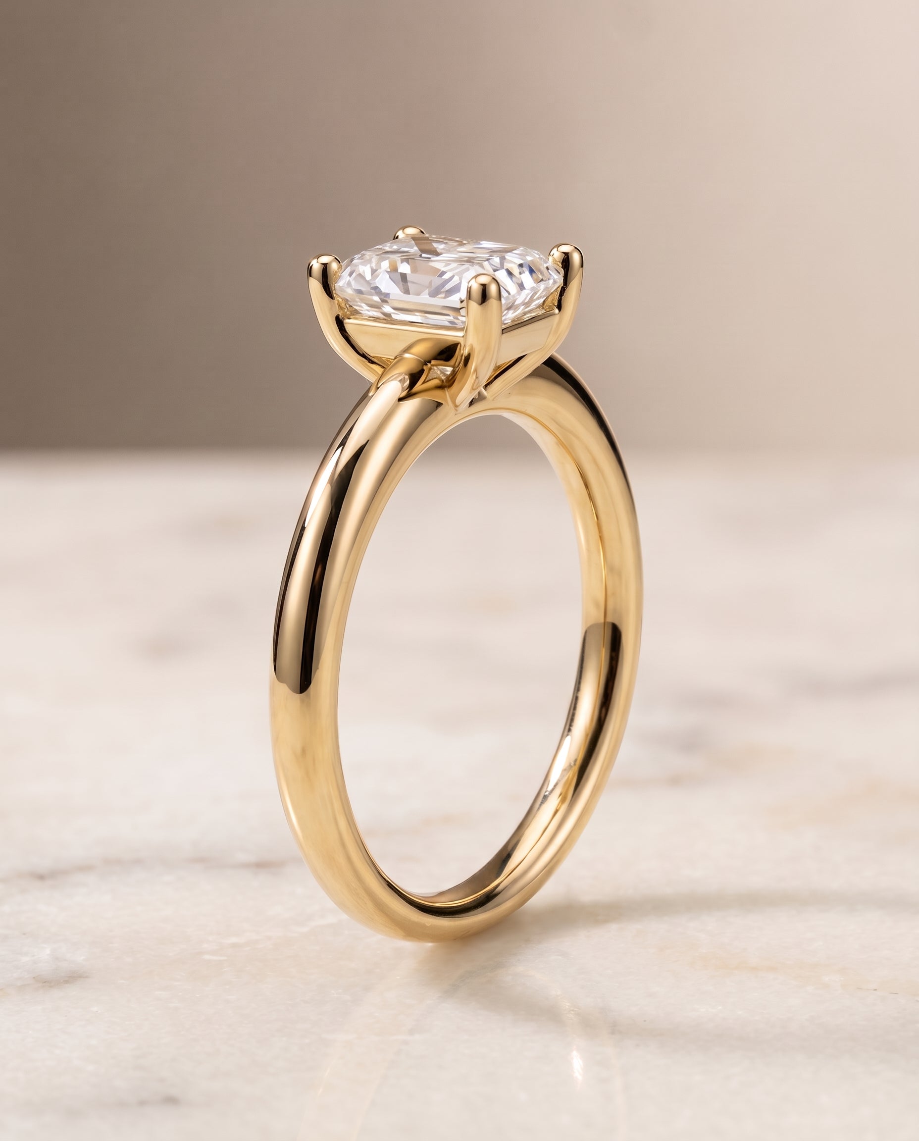 Rounded Comfort Fit Solitaire Cut styling on The Tori radiant engagement ring setting | RockHer