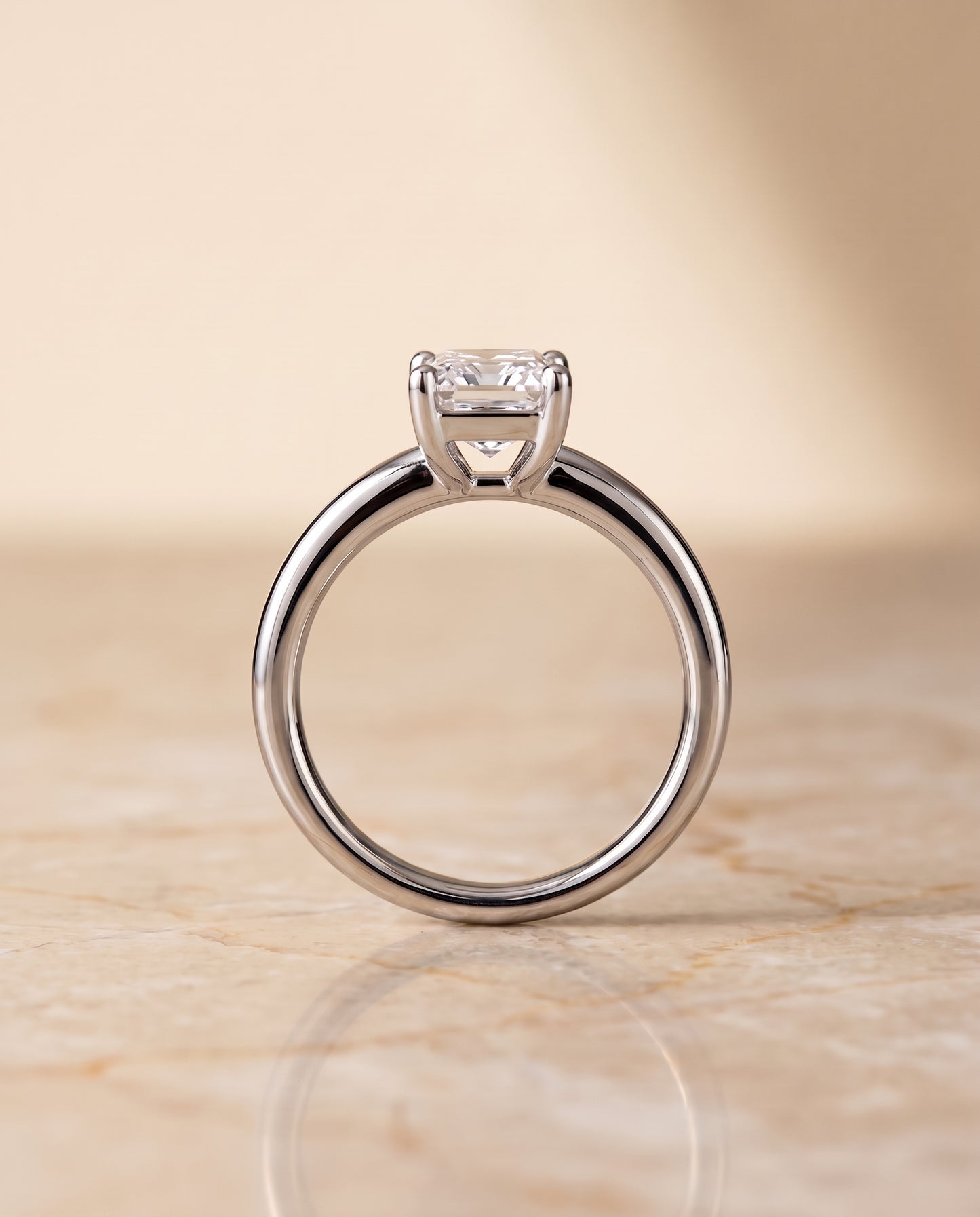 The Tori Rounded Comfort Fit Solitaire Radiant Cut Engagement Ring Setting in 18K White Gold