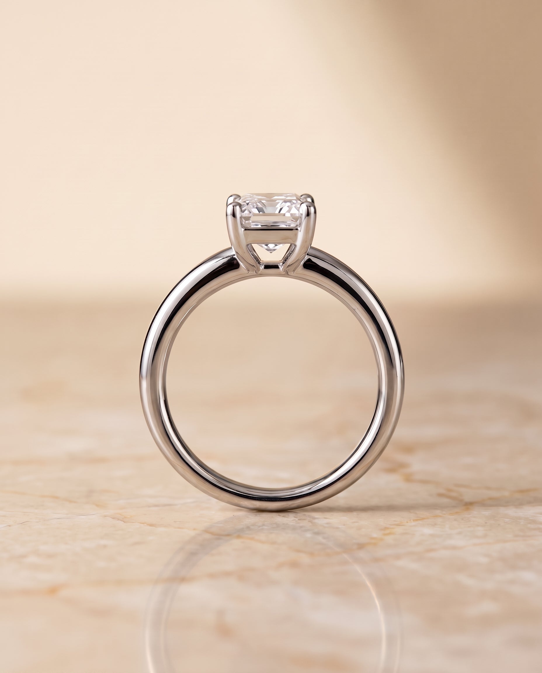 The Tori setting for radiant diamonds, made to order in Platinum | RockHer