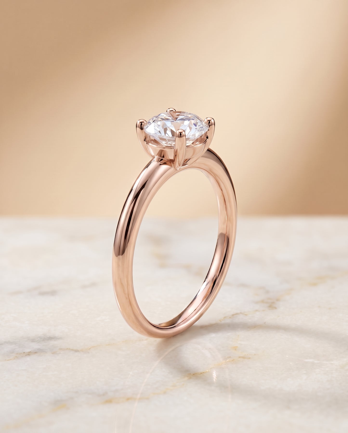 The Tori Rounded Comfort Fit Solitaire Round Engagement Ring Setting in 14K Rose Gold