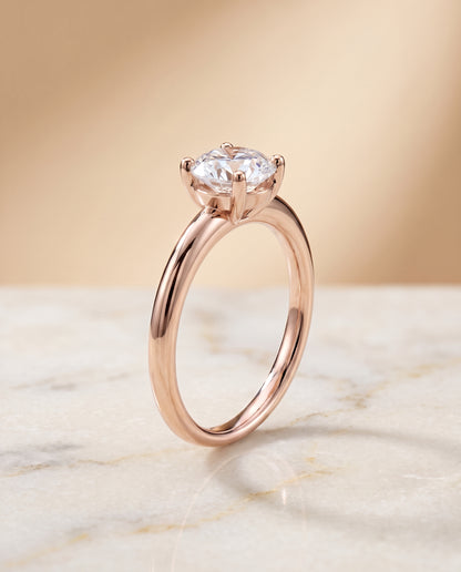 The Tori Rounded Comfort Fit Solitaire Round Engagement Ring Setting in 14K Rose Gold
