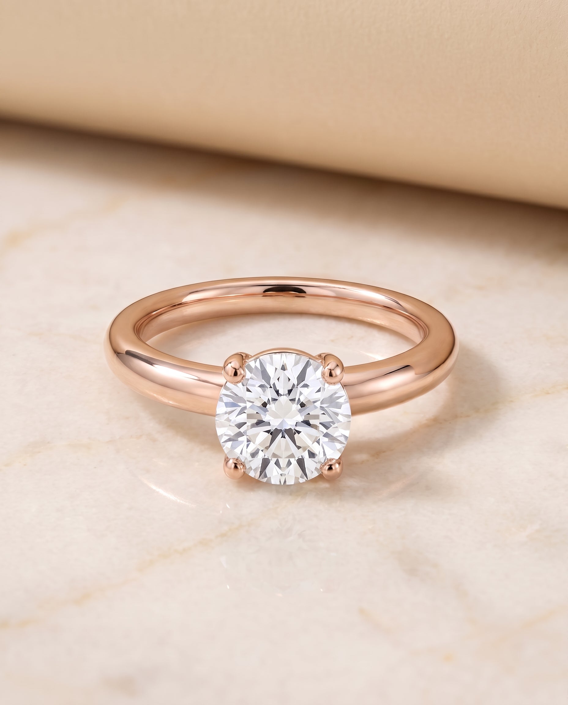 The Tori Rounded Comfort Fit Solitaire Round Engagement Ring Setting in 14K Rose Gold