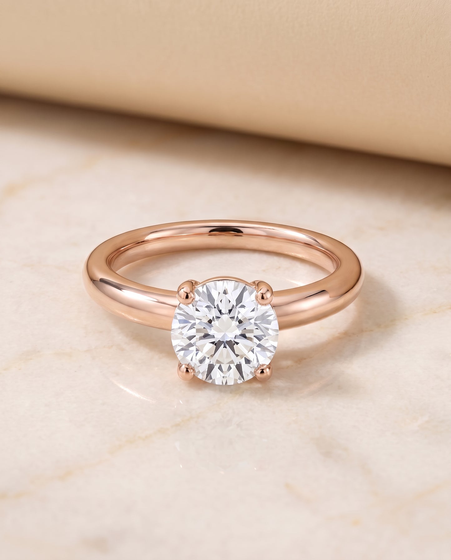The Tori Rounded Comfort Fit Solitaire Round Engagement Ring Setting in 14K Rose Gold