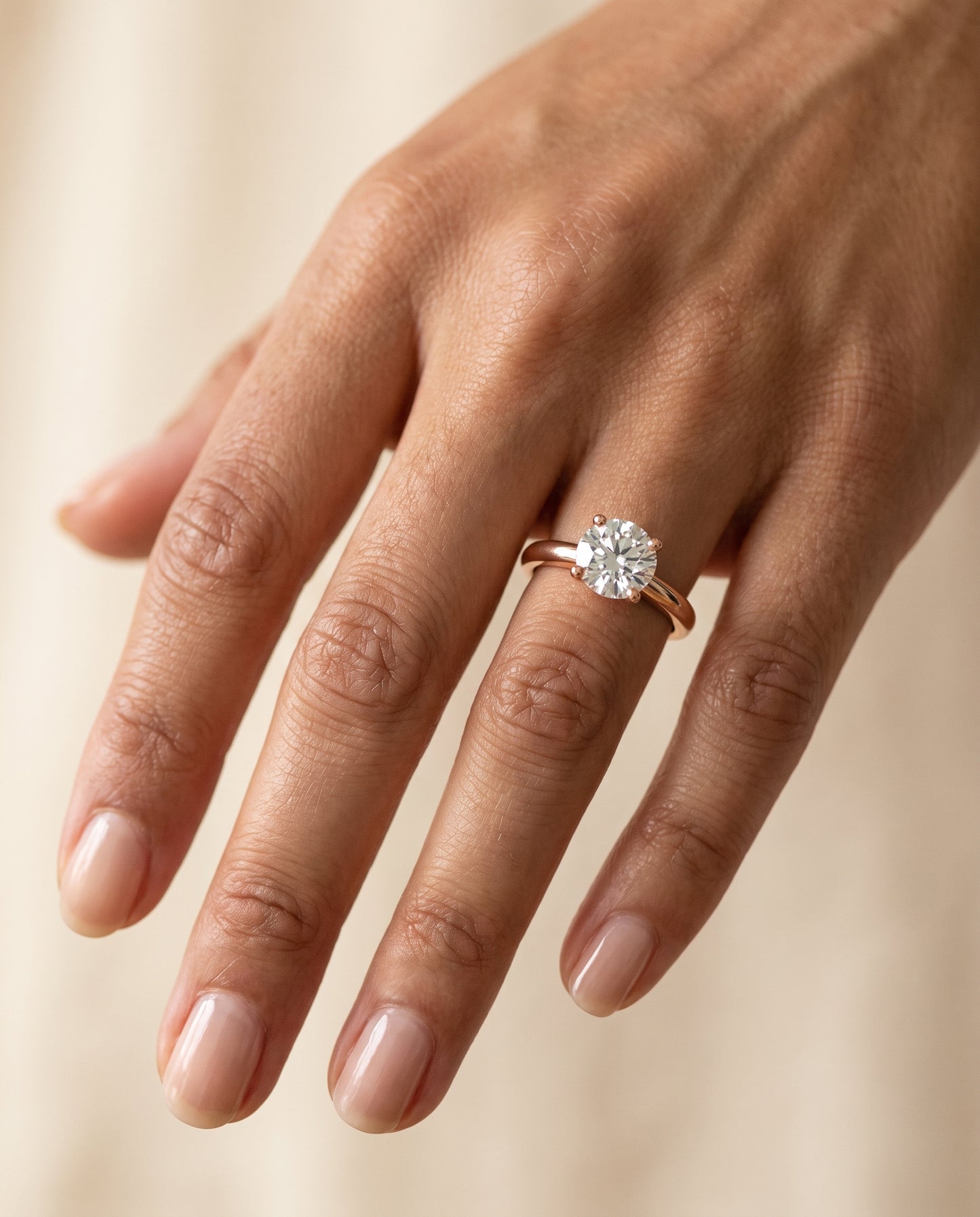 The Tori Rounded Comfort Fit Solitaire Round Engagement Ring Setting in 14K Rose Gold
