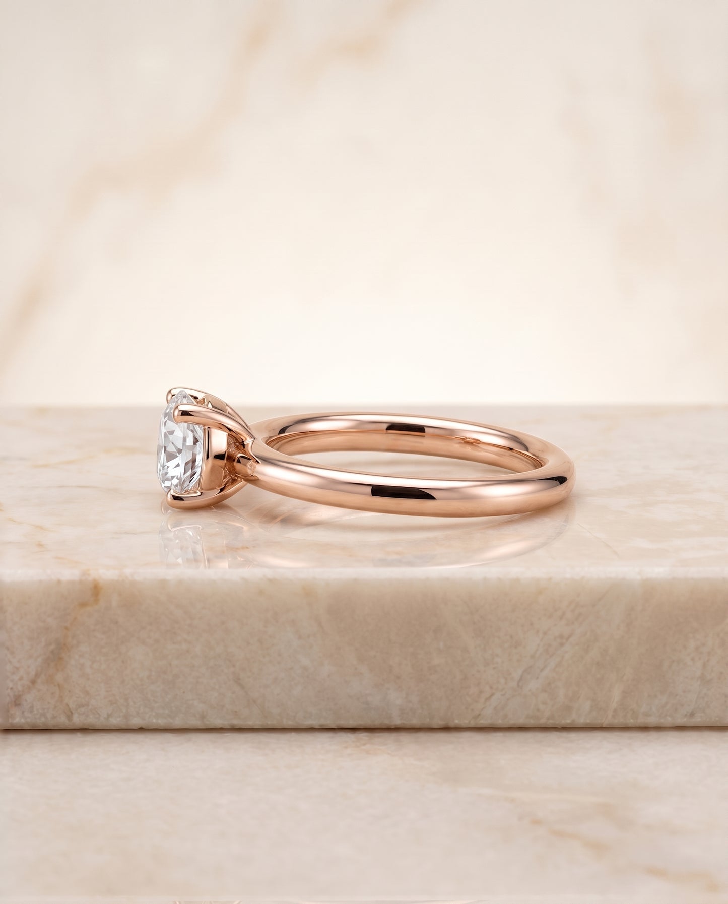 The Tori Rounded Comfort Fit Solitaire Round Engagement Ring Setting in 14K Rose Gold
