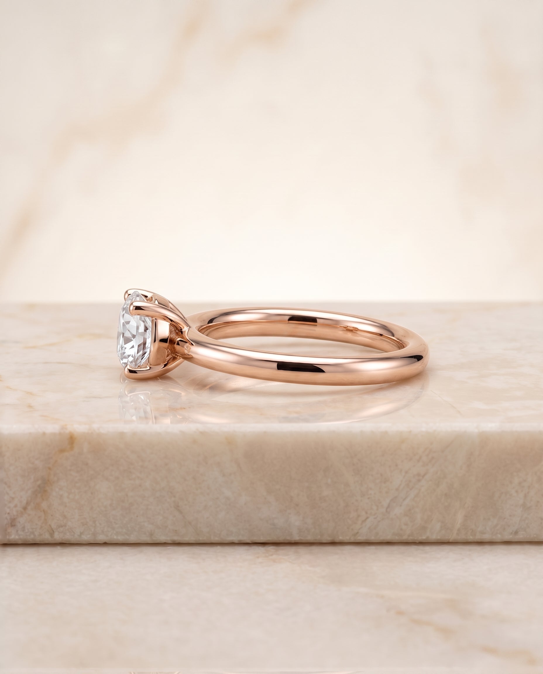 The Tori Rounded Comfort Fit Solitaire Round Engagement Ring Setting in 14K Rose Gold