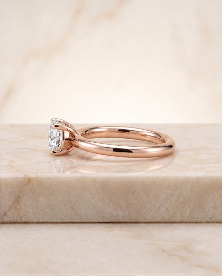 The Tori Rounded Comfort Fit Solitaire Round Engagement Ring Setting in 14K Rose Gold
