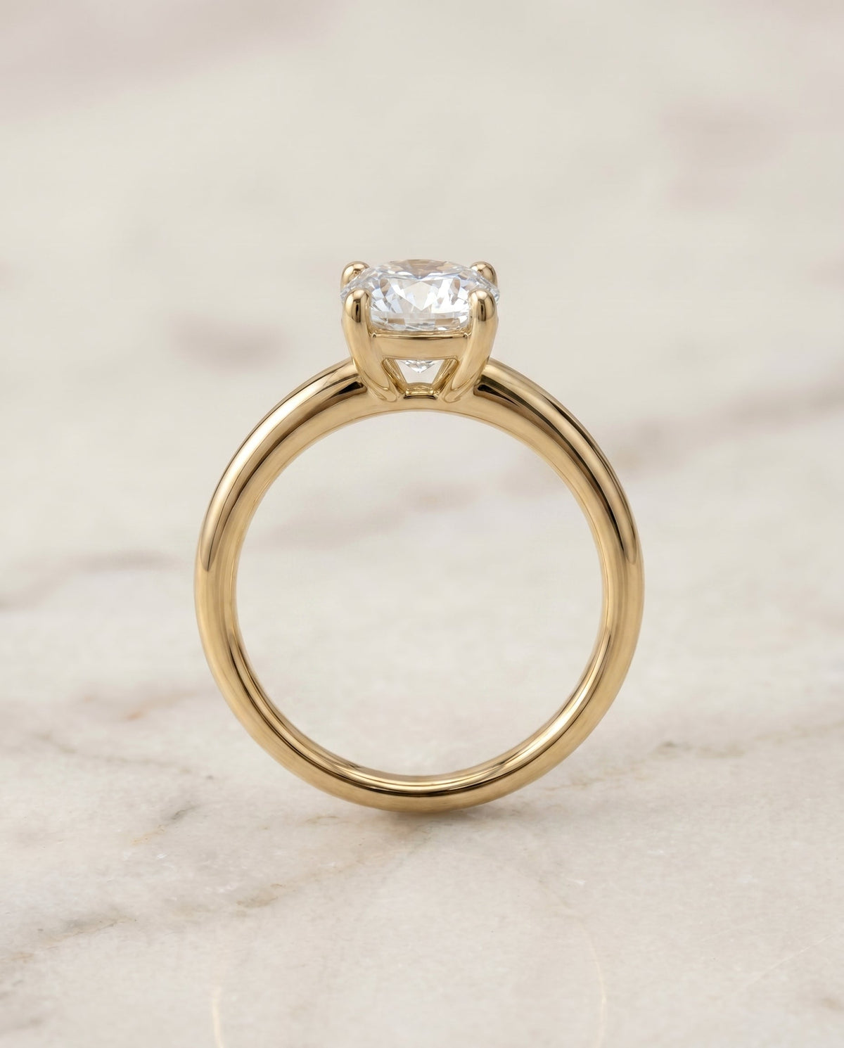 Tori Select Solitaire Cushion Cut Lab Diamond Engagement Ring in 18K Yellow Gold, front view | RockHer
