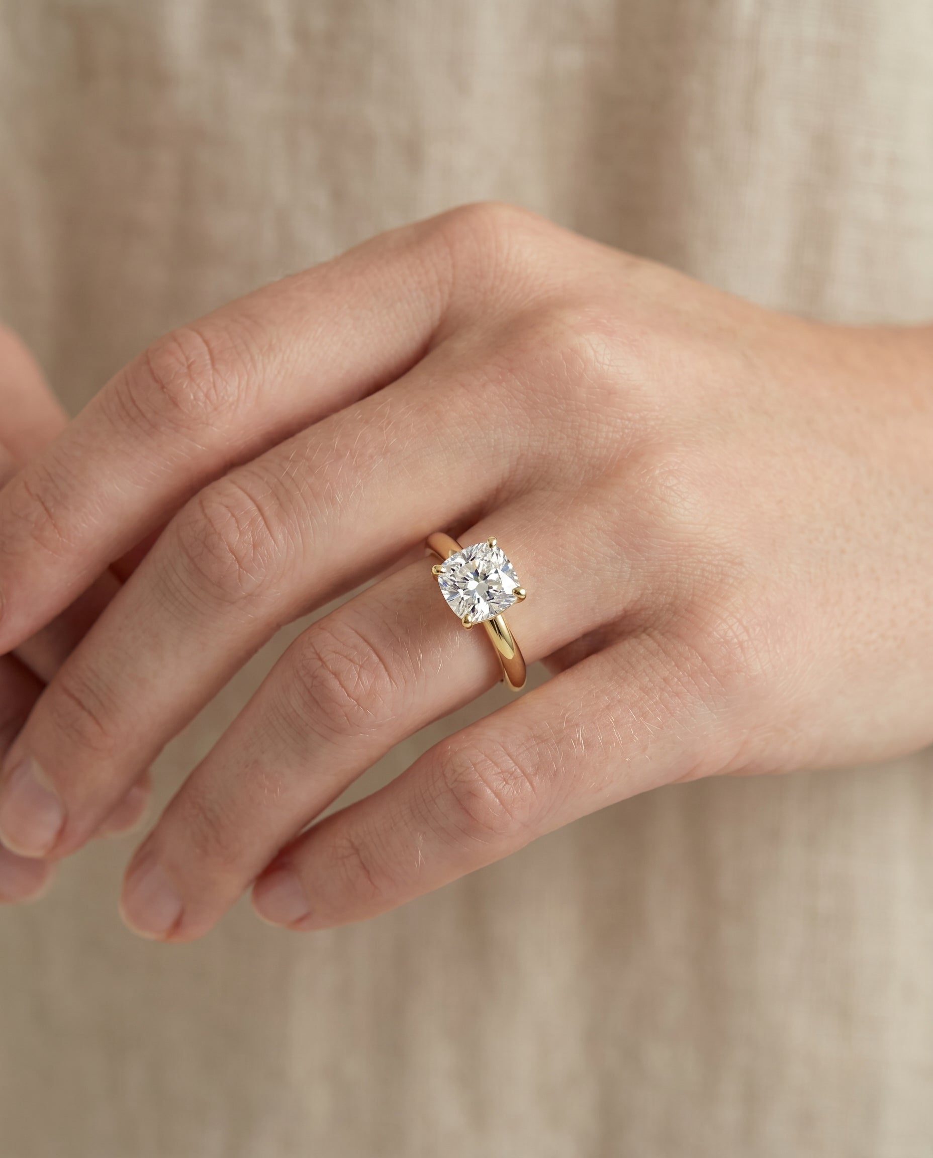 The Tori engagement ring setting in 18K Yellow Gold, rounded comfort fit solitaire cut design | RockHer