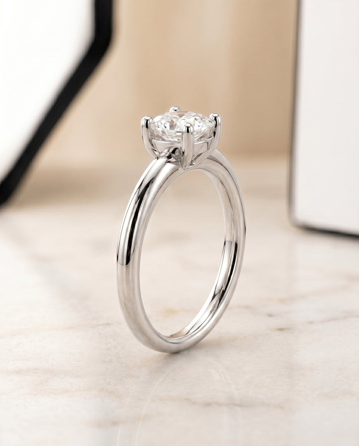 Tori Select Rounded Comfort Fit Solitaire Cushion in 18K White Gold – view 2