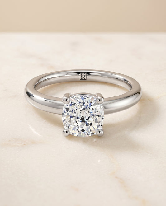 The Tori Solitaire Engagement Ring Setting for Cushion Diamonds in Platinum