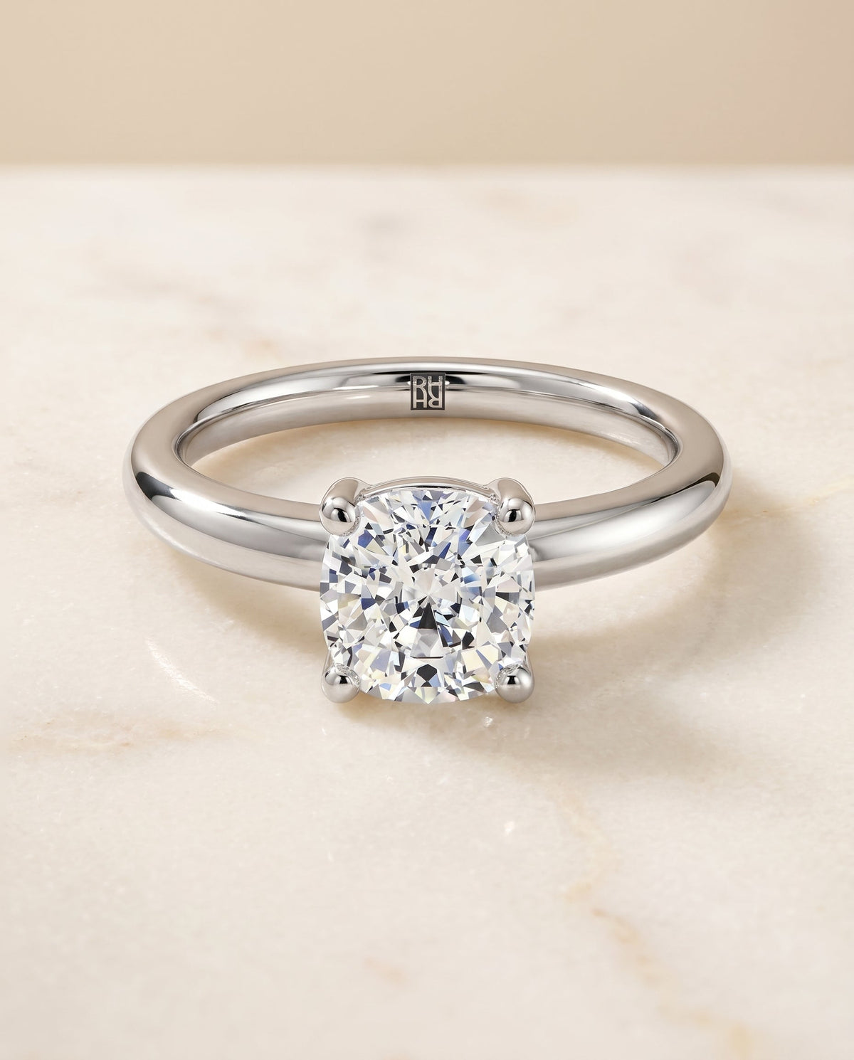 The Tori cushion engagement ring setting in 18K White Gold | RockHer