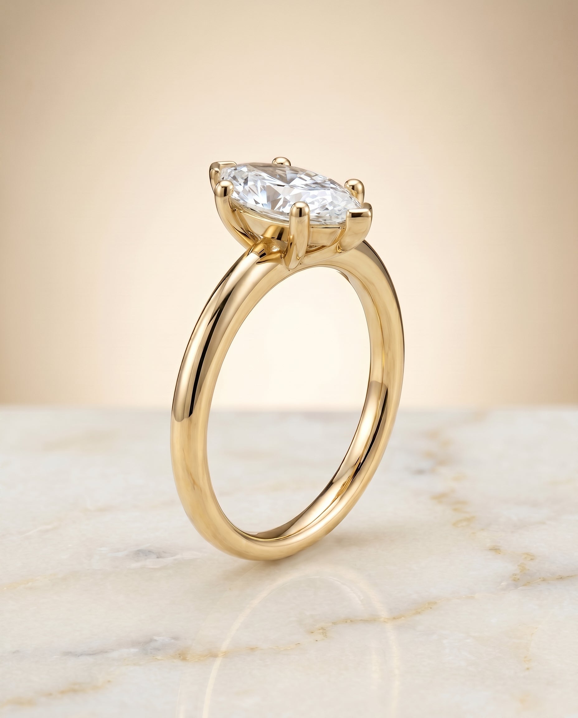 Rounded Comfort Fit Solitaire styling on The Tori marquise engagement ring setting | RockHer