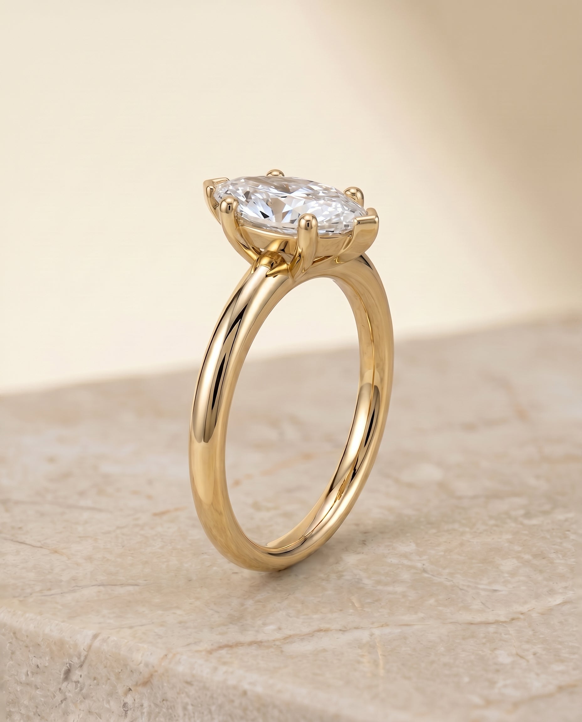 The Tori setting for marquise diamonds, made to order in 18K Yellow Gold | RockHer