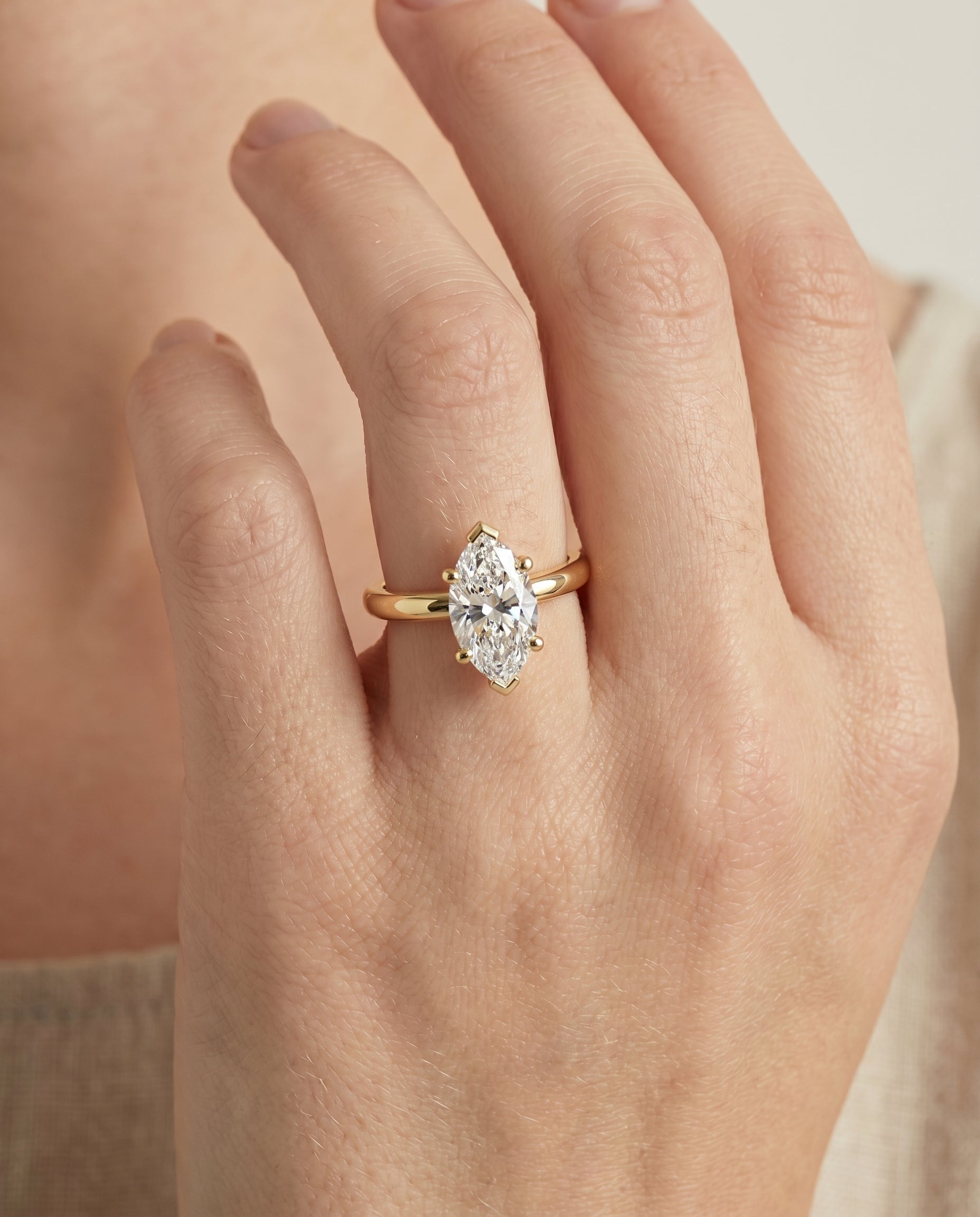 The Tori engagement ring setting in 18K Yellow Gold, rounded comfort fit solitaire design | RockHer