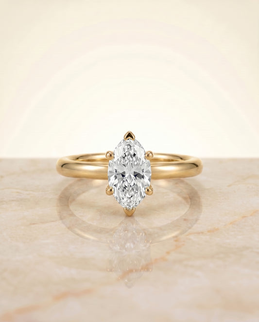 The Tori Solitaire Engagement Ring Setting for Marquise Diamonds in 18K Yellow Gold