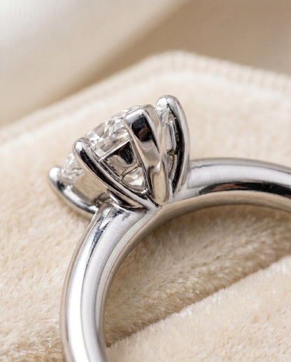 The Tori Rounded Comfort Fit Solitaire Marquise Engagement Ring Setting in 18K White Gold