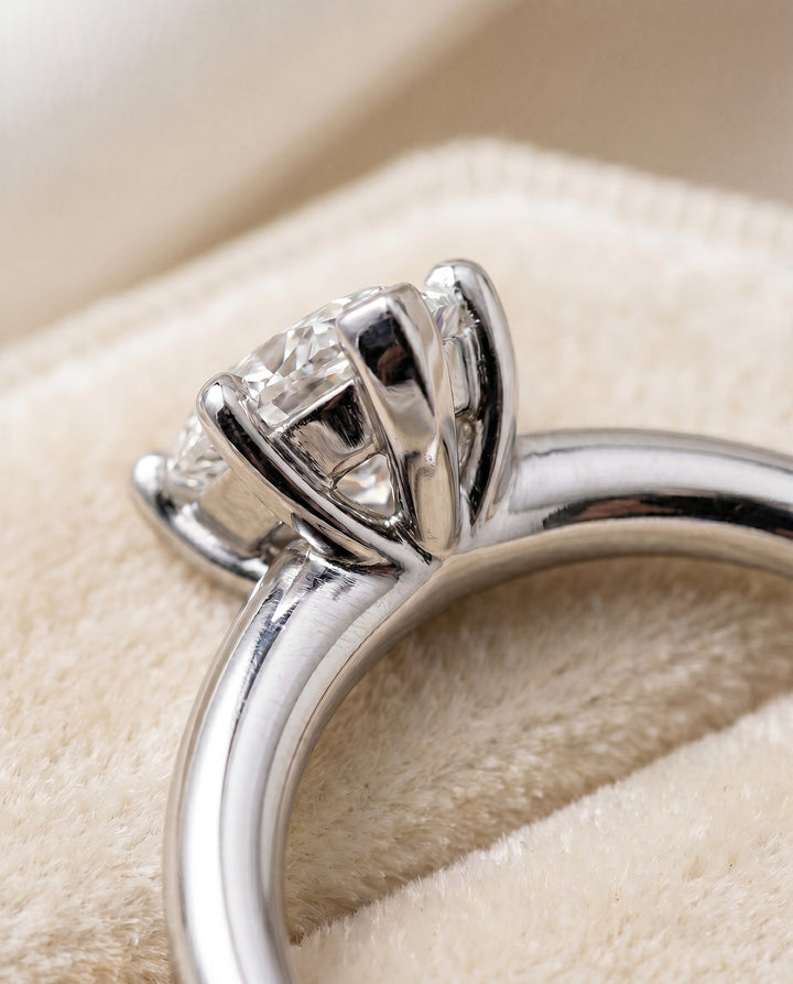 Tori Select Solitaire Marquise Lab Diamond Engagement Ring in Platinum, detail view | RockHer