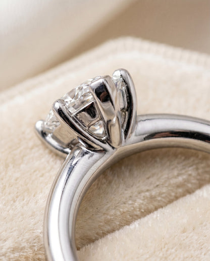 Tori Select Solitaire Marquise Lab Diamond Engagement Ring in 18K White Gold, detail view | RockHer