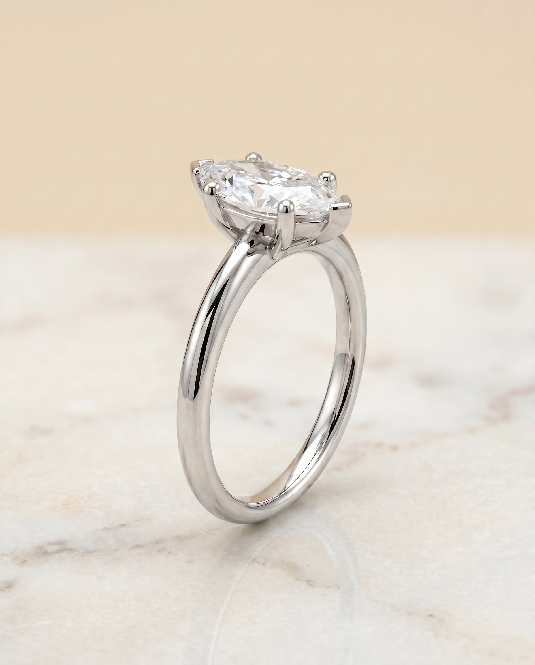 Rounded Comfort Fit Solitaire styling on The Tori marquise engagement ring setting | RockHer