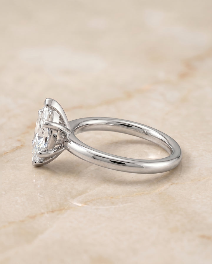 The Tori Solitaire Engagement Ring Setting for Marquise Diamonds in Platinum