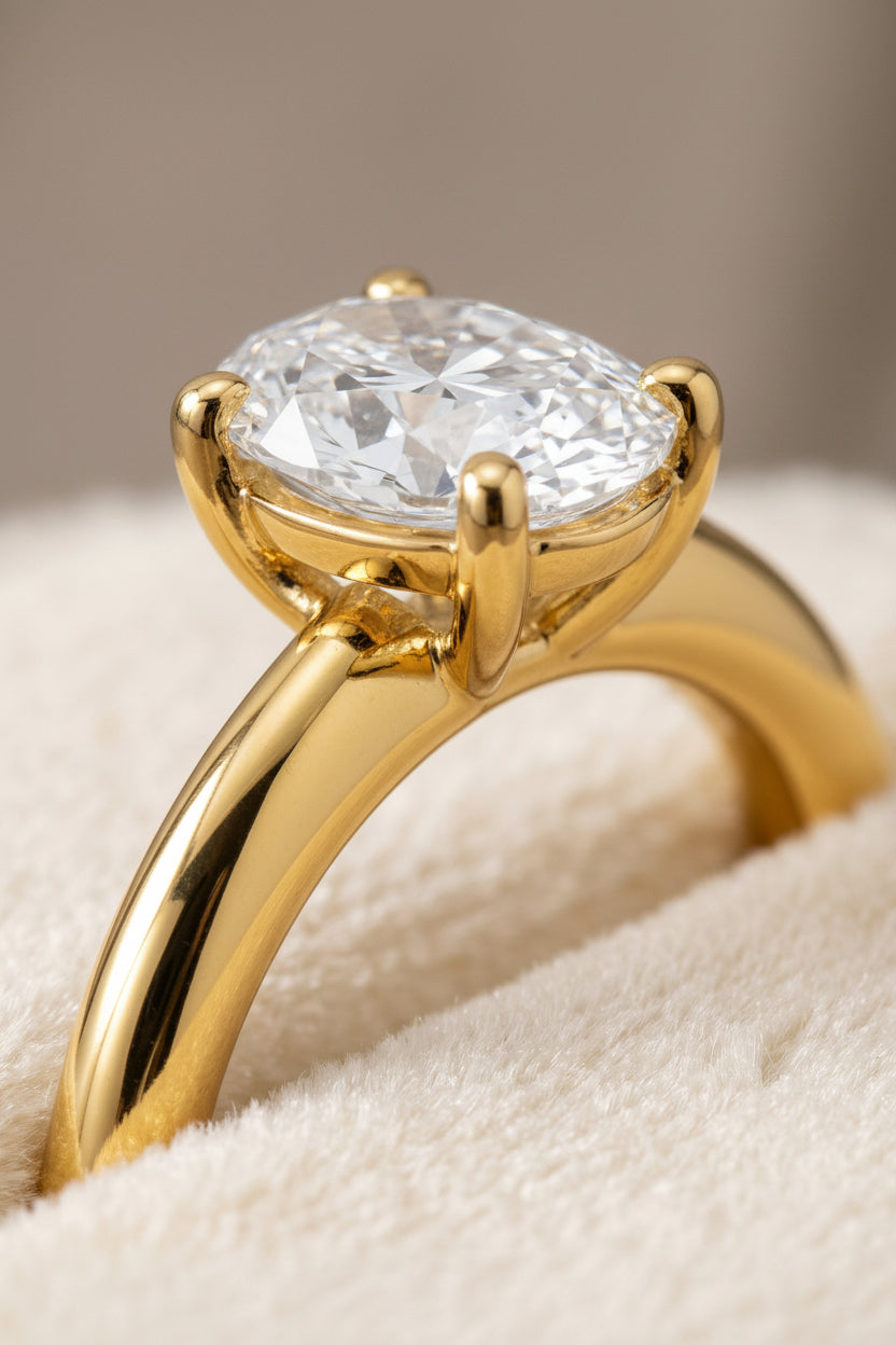 18K Yellow Gold band of The Tori oval engagement ring setting | RockHer