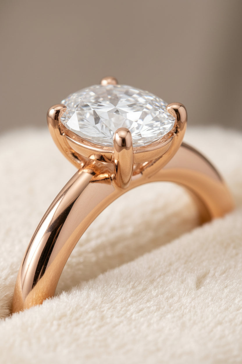 14K Rose Gold band of The Tori oval engagement ring setting | RockHer