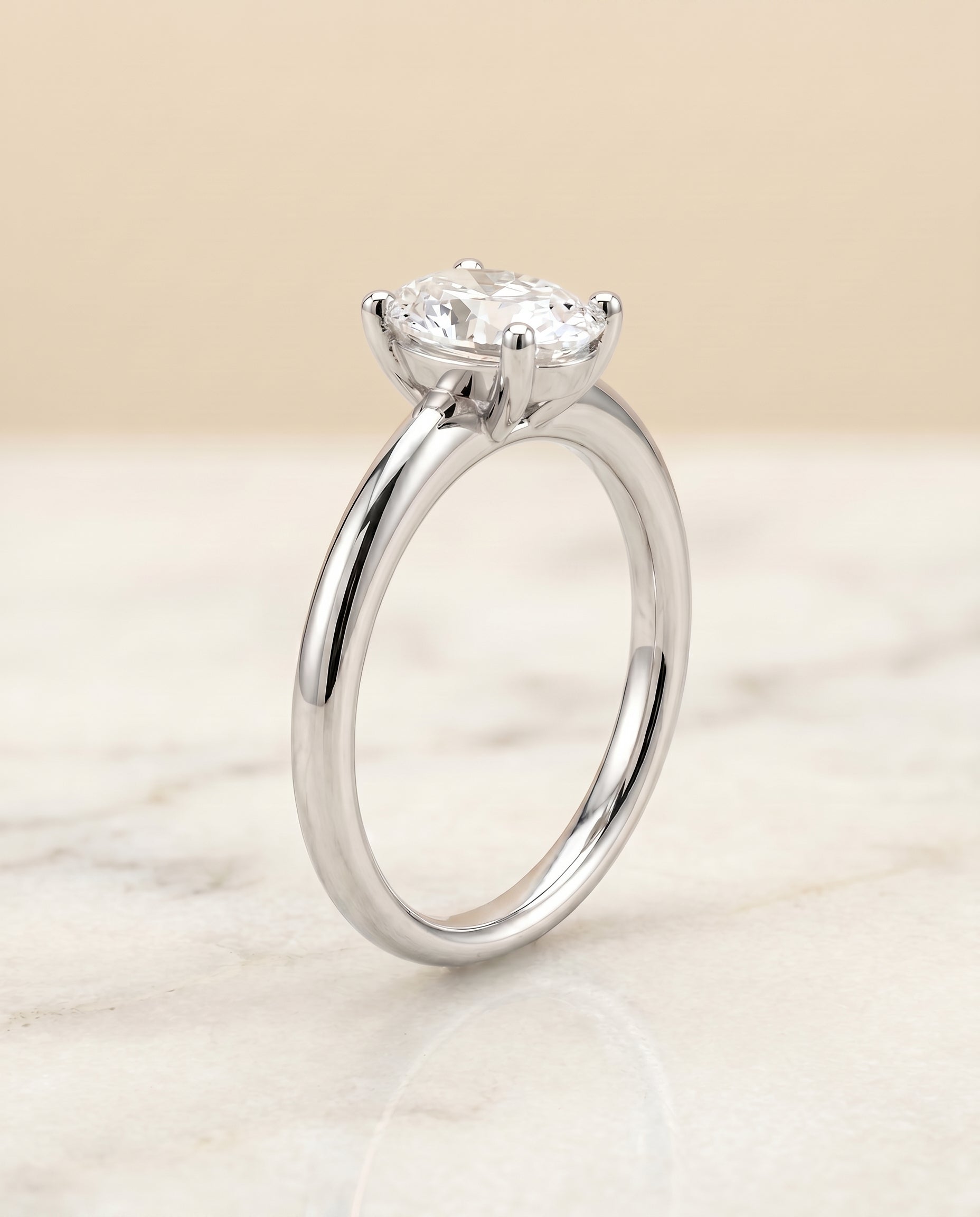 Rounded Comfort Fit Solitaire styling on The Tori oval engagement ring setting | RockHer