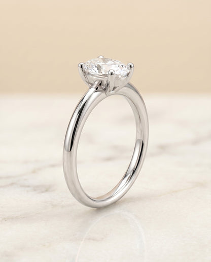 Tori Select Solitaire Oval Lab Diamond Engagement Ring in Platinum, front view | RockHer