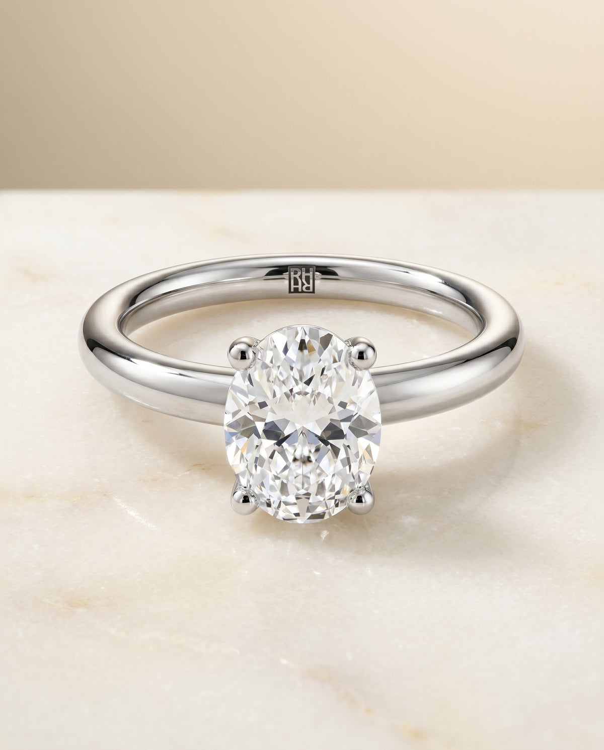 The Tori oval engagement ring setting in Platinum | RockHer