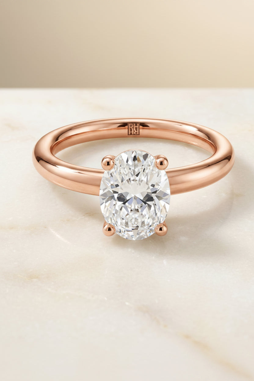 The Tori oval engagement ring setting in 14K Rose Gold | RockHer