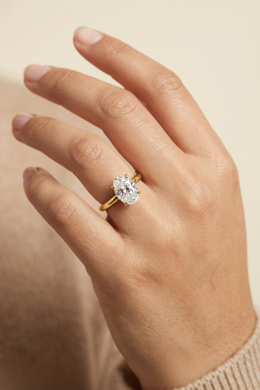 The Tori engagement ring setting in 18K Yellow Gold, rounded comfort fit solitaire design | RockHer
