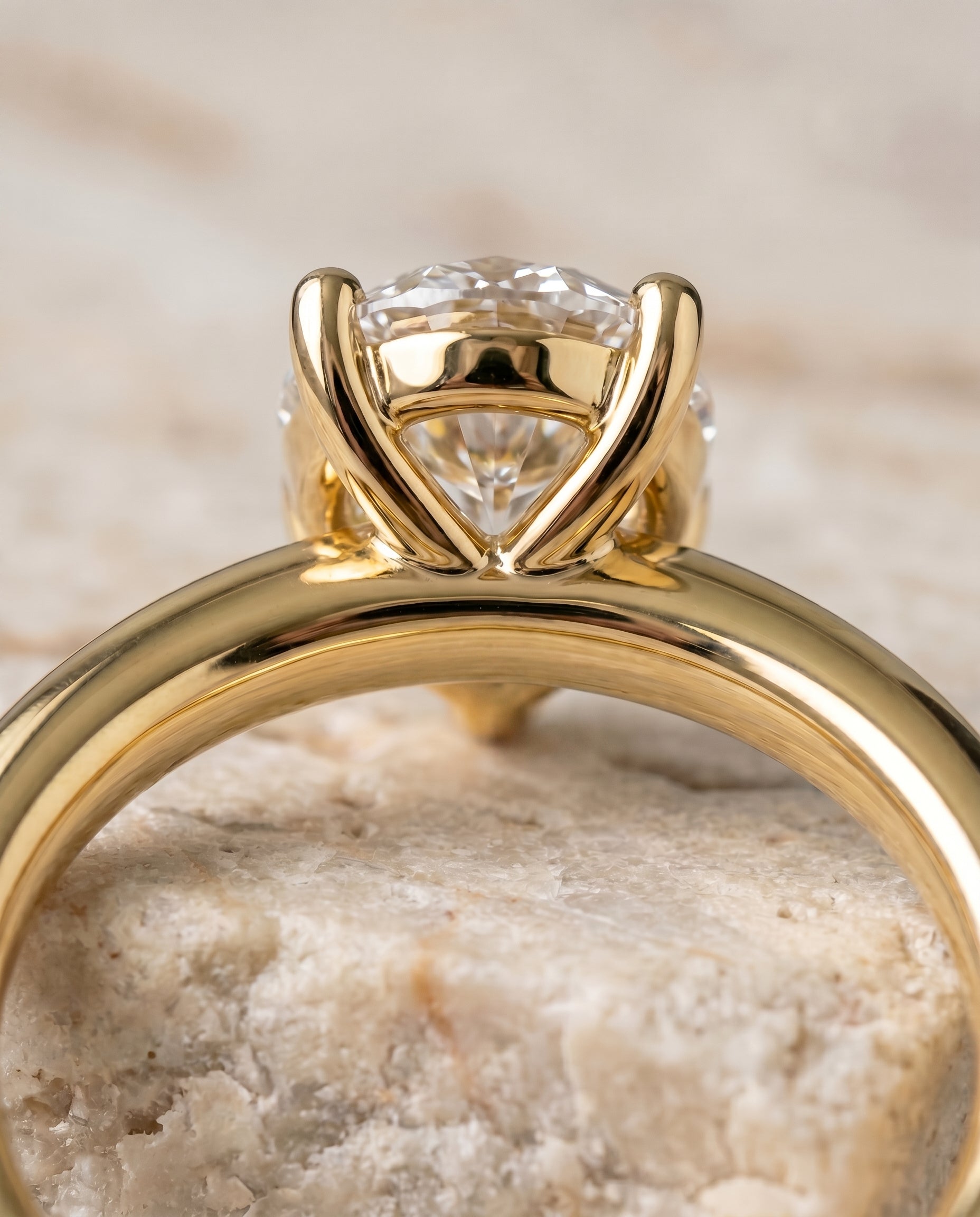 18K Yellow Gold band of The Tori pear engagement ring setting | RockHer
