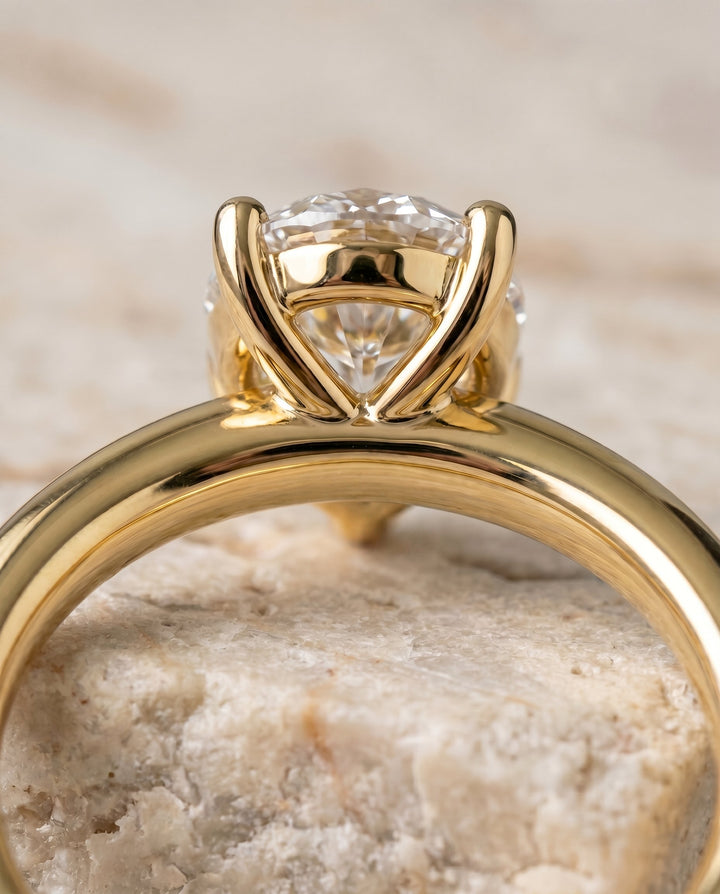 Tori Select Solitaire Pear Lab Diamond Engagement Ring in 18K Yellow Gold, detail view | RockHer