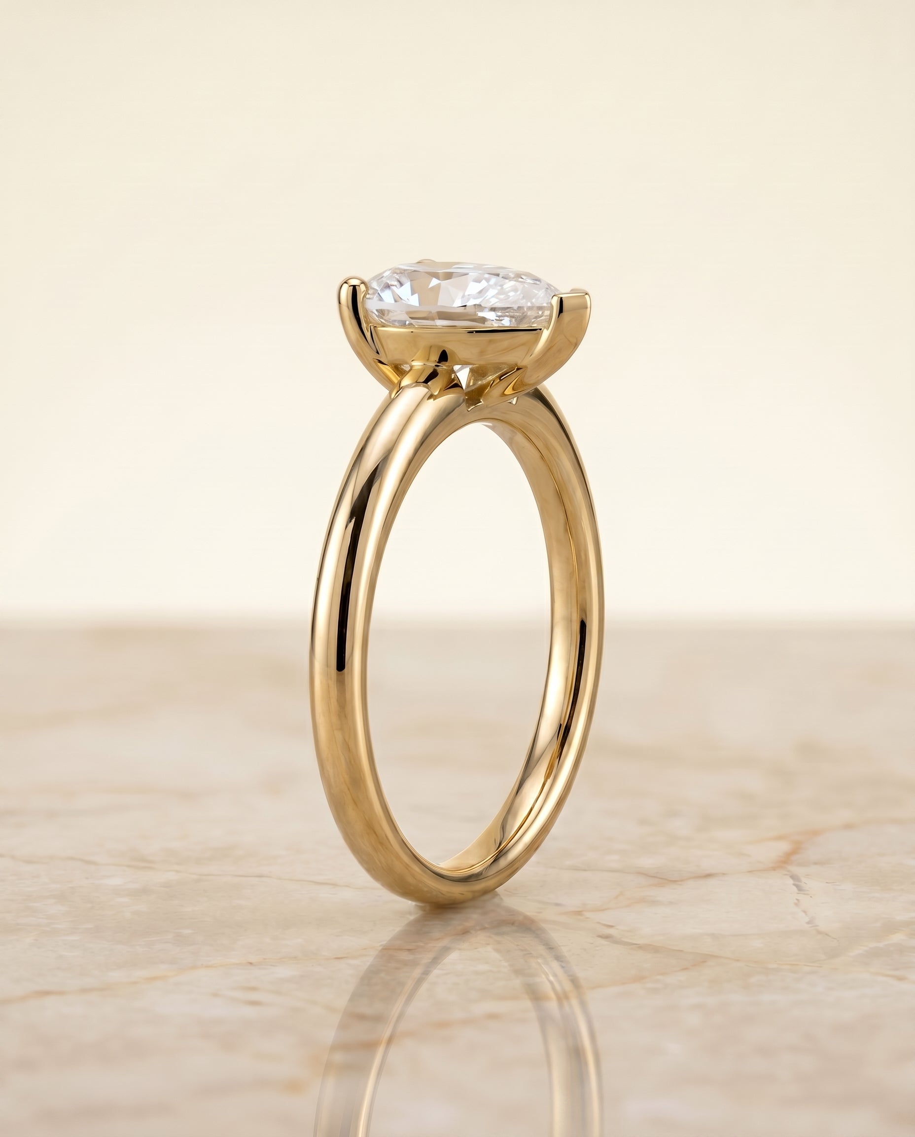 The Tori setting for pear diamonds, made to order in 18K Yellow Gold | RockHer
