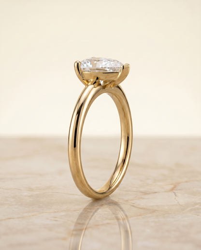 The Tori Rounded Comfort Fit Solitaire Pear Engagement Ring Setting in 18K Yellow Gold