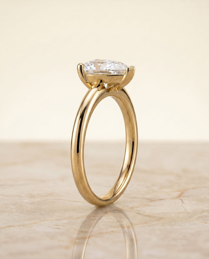 Tori Select Solitaire Pear Lab Diamond Engagement Ring in 18K Yellow Gold, side view | RockHer