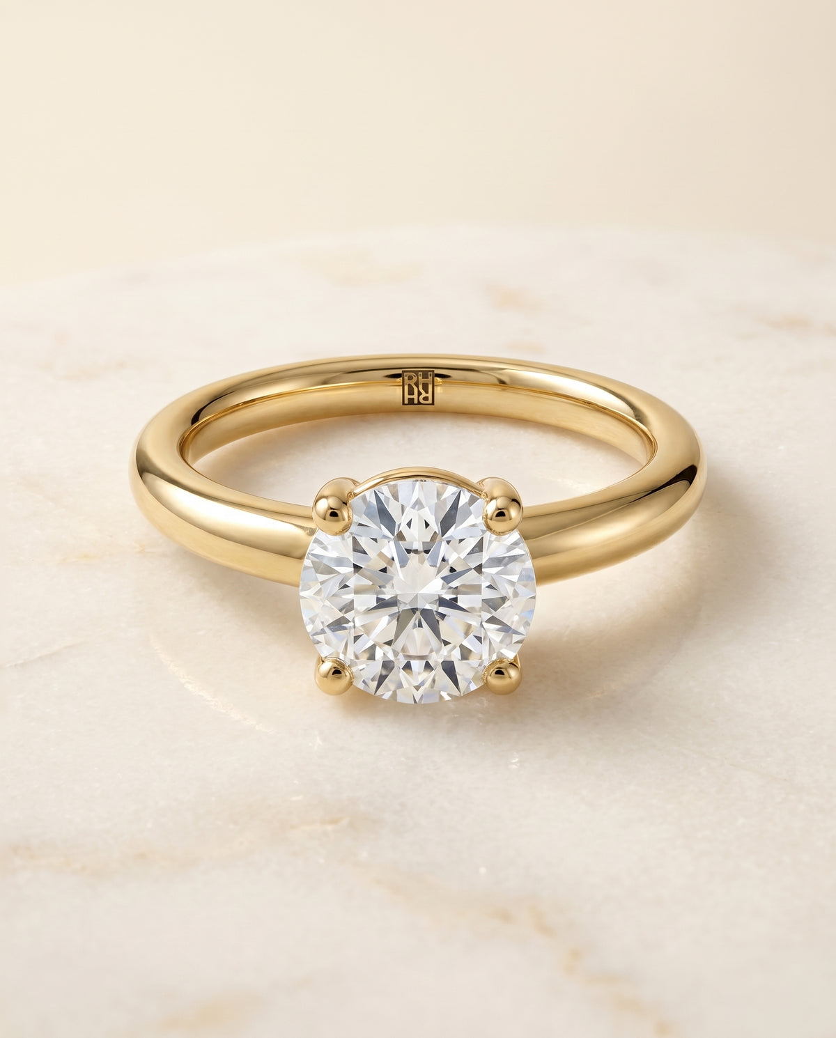 The Tori round engagement ring setting in 18K Yellow Gold | RockHer