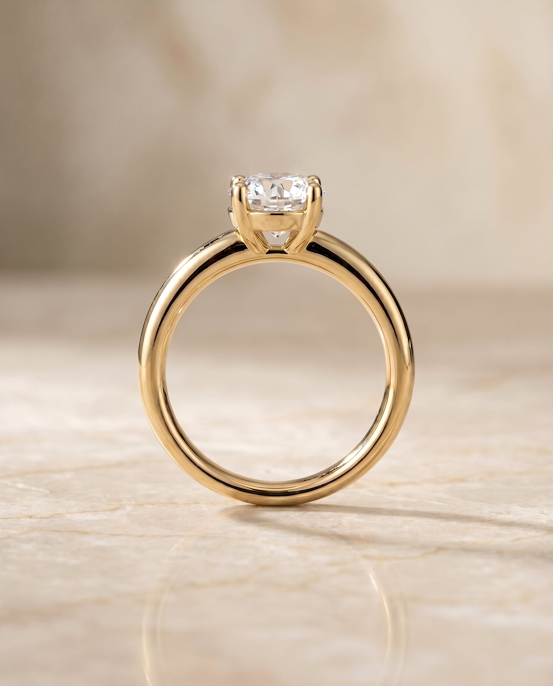 The Tori setting for round diamonds, made to order in 18K Yellow Gold | RockHer