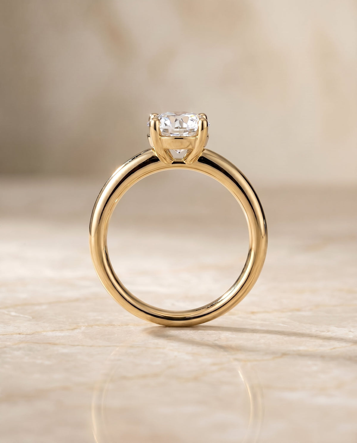 Tori Select Solitaire Round Lab Diamond Engagement Ring in 18K Yellow Gold, side view | RockHer