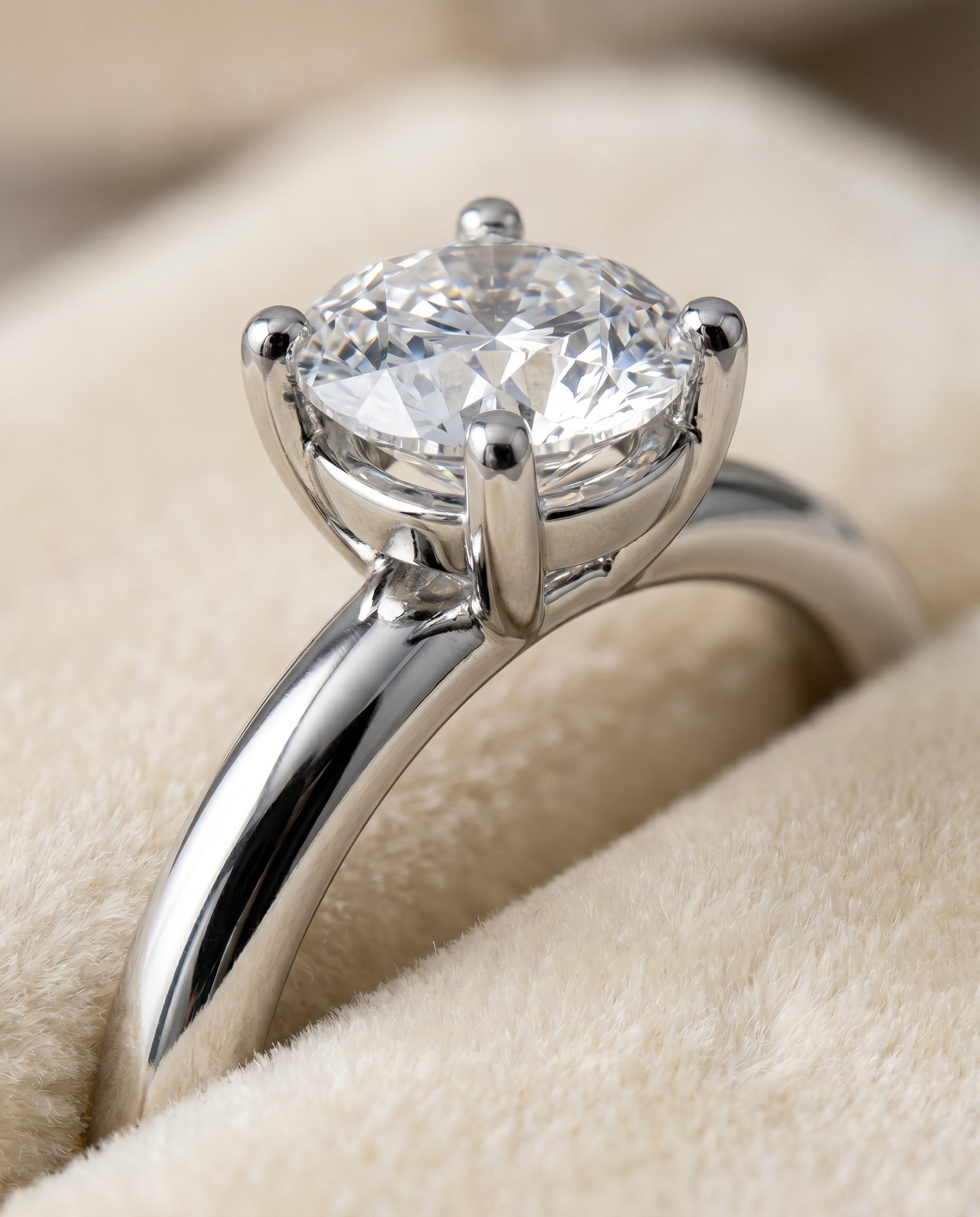 Platinum band of The Tori round engagement ring setting | RockHer