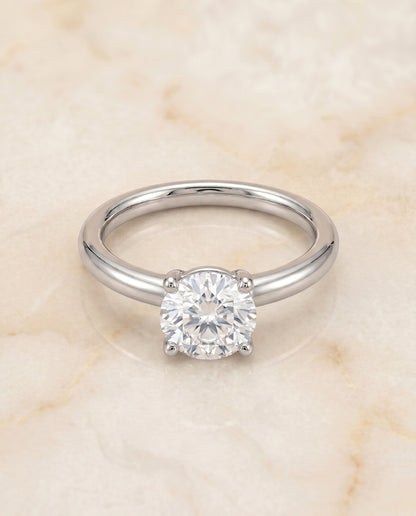 The Tori Rounded Comfort Fit Solitaire Round Engagement Ring Setting in 18K White Gold