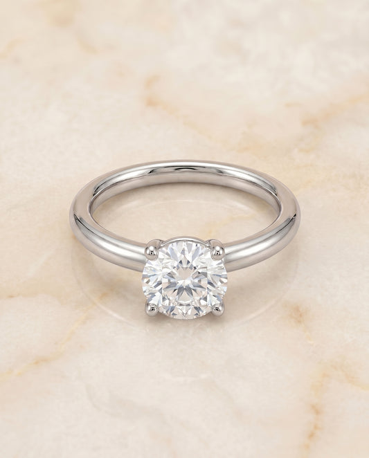 The Tori Solitaire Engagement Ring Setting for Round Diamonds in Platinum