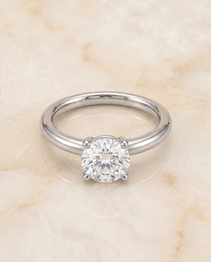 The Tori Rounded Comfort Fit Solitaire Round Engagement Ring Setting in Platinum