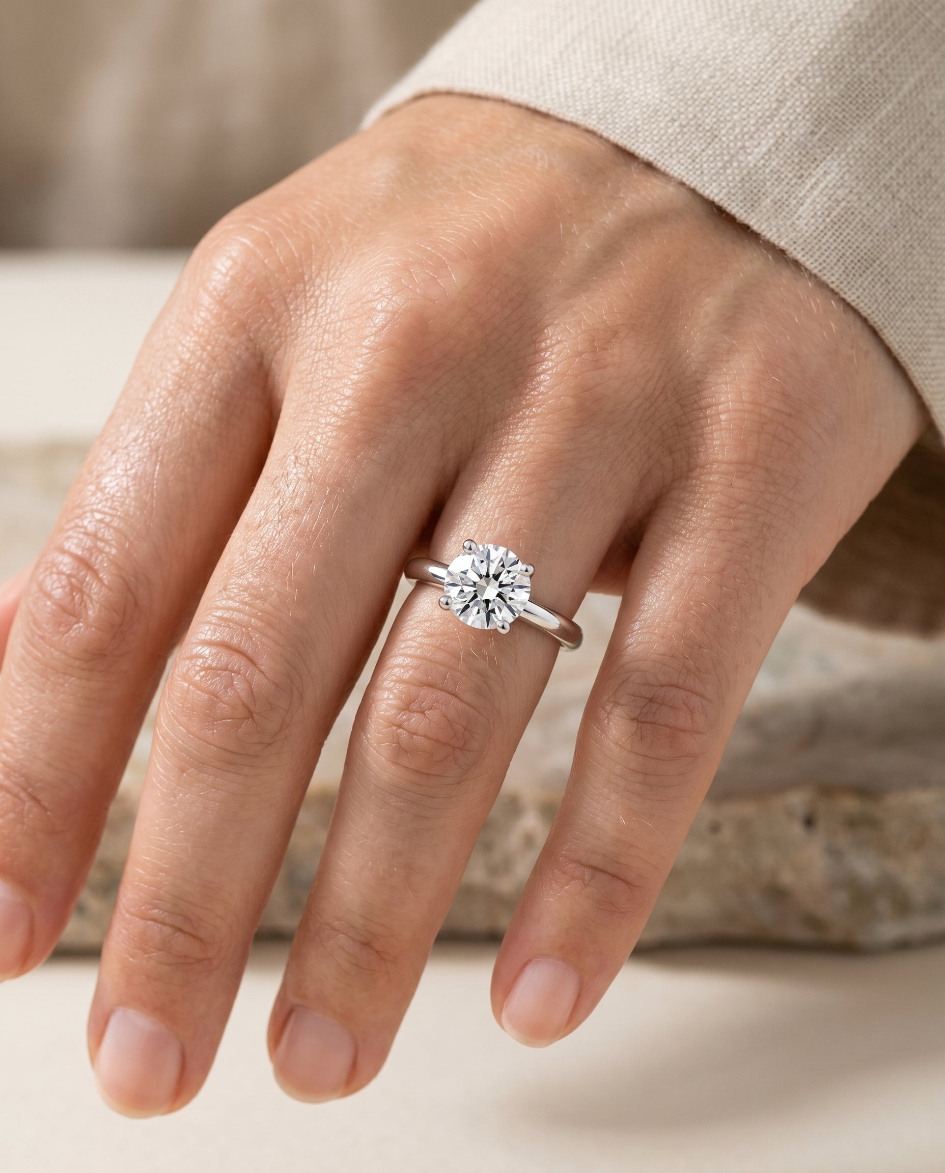 The Tori engagement ring setting in Platinum, rounded comfort fit solitaire design | RockHer