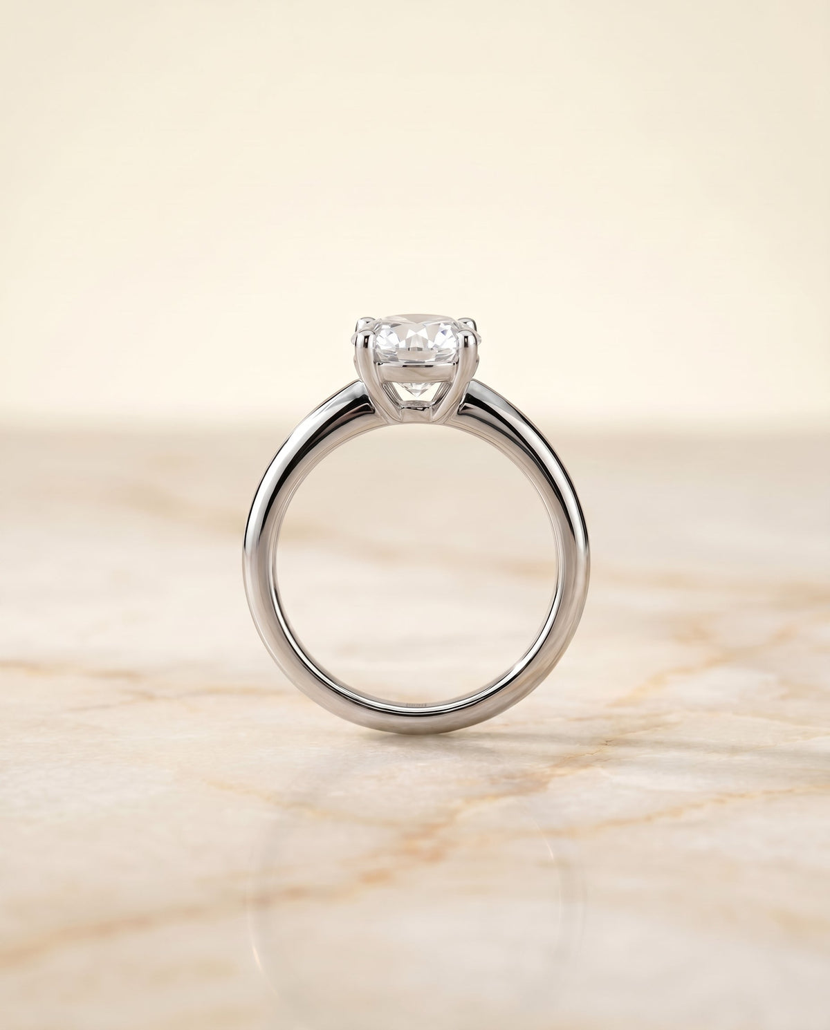 Tori Select Solitaire Round Lab Diamond Engagement Ring in 18K White Gold, side view | RockHer