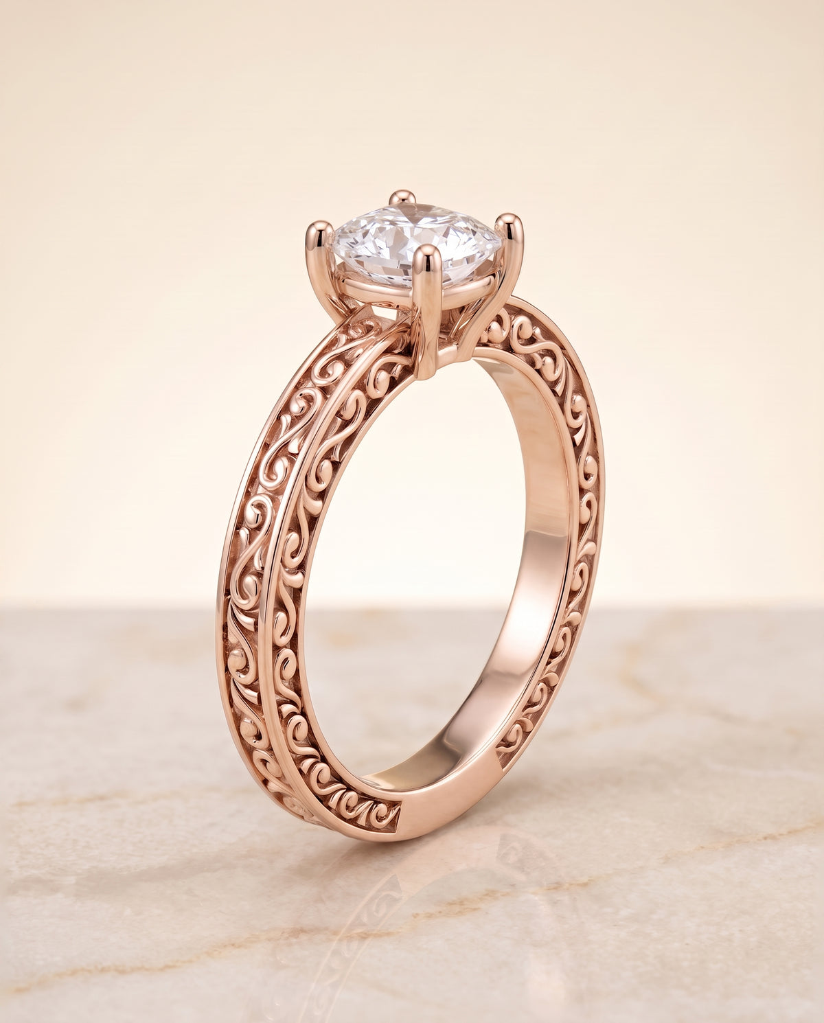 The Veronica cushion engagement ring setting in 14K Rose Gold | RockHer