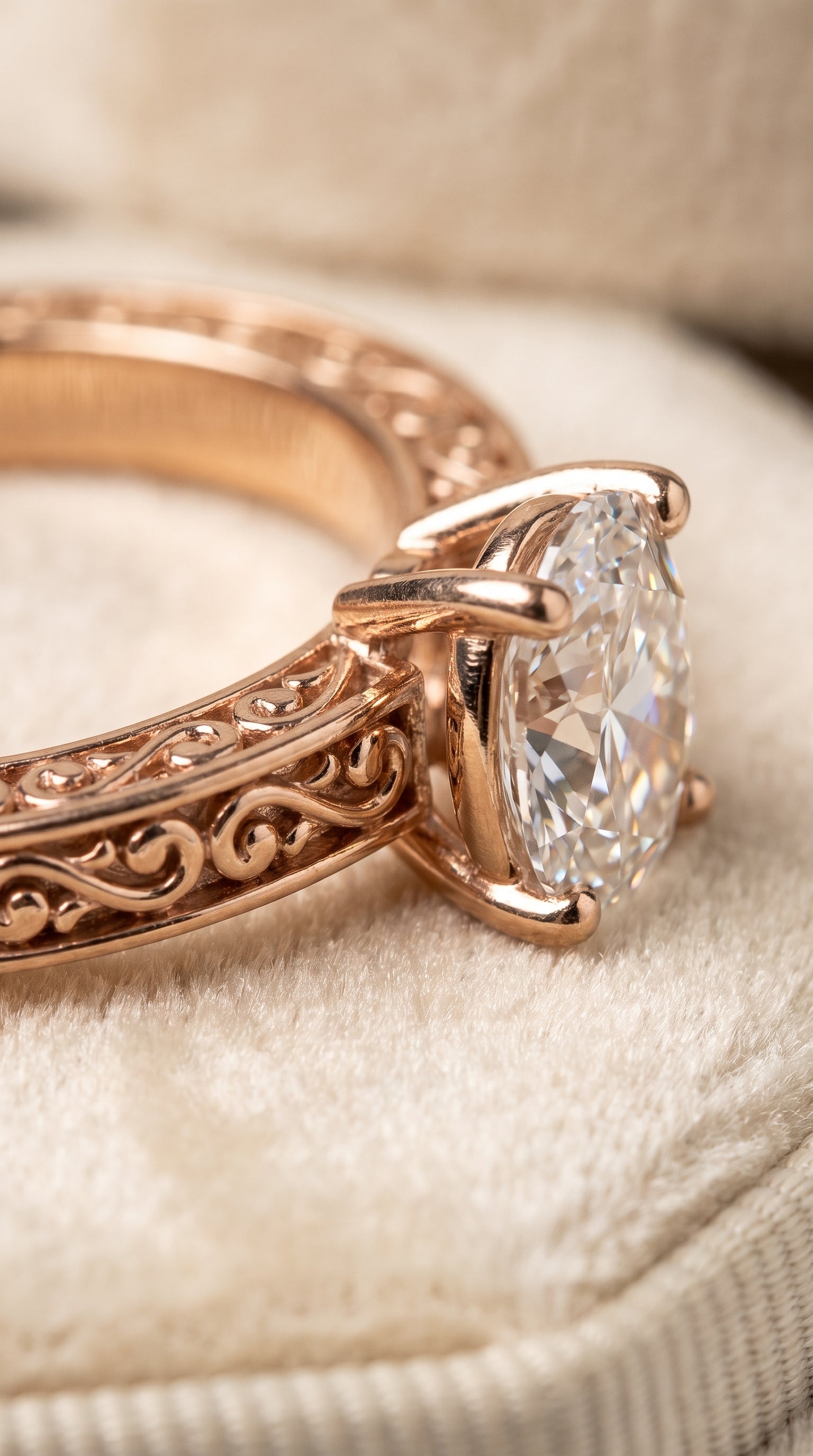 14K Rose Gold band of The Veronica oval engagement ring setting | RockHer