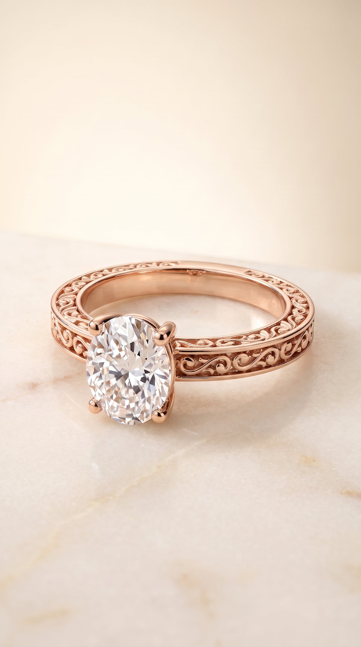 The Veronica oval engagement ring setting in 14K Rose Gold | RockHer