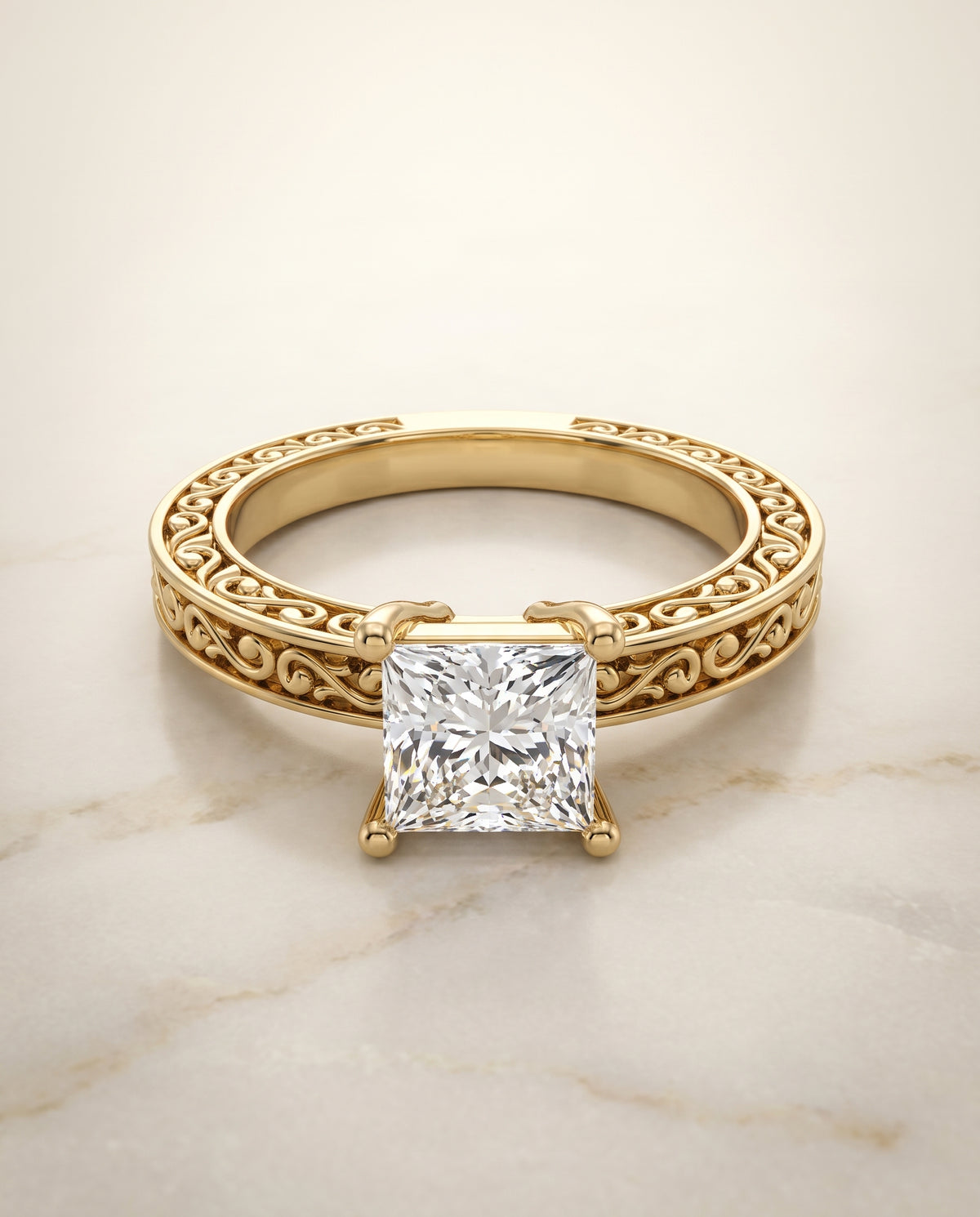 The Veronica princess engagement ring setting in 18K Yellow Gold | RockHer